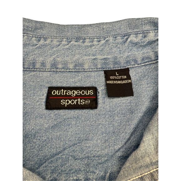 Vintage Cat Lovers Women’s Large Long Sleeve Button Down Denim Shirt Hipster 90s - Picture 5 of 5